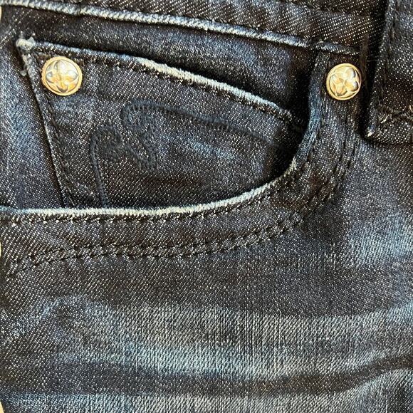 Rock Revival Low Rise Heather Boot Jeans Dark Wash Fleur des Lis Buttons Size 29 - Picture 4 of 13